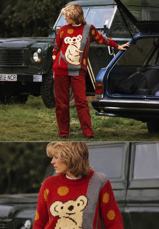 Vintage Sweaters - Vintage Kiznit Handmade Peru 100% Wool Intarsia Knit Sweater Red Princess Diana